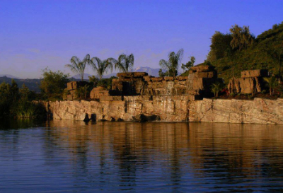 cliffs of golf course at sunset